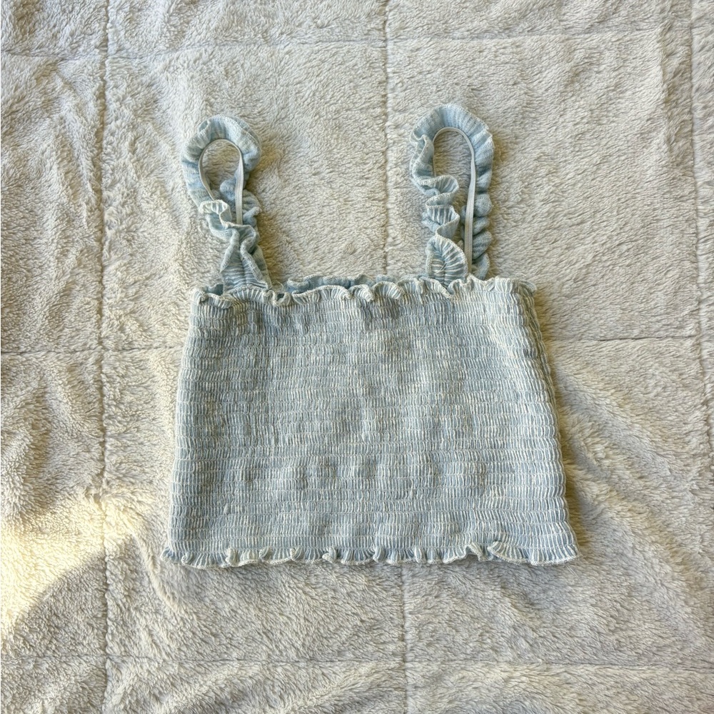 Caution To The Wind light blue cropped tank top